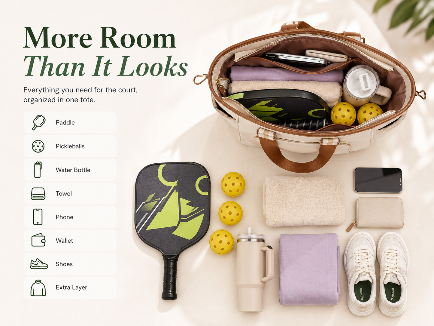 Women’s Pickleball Tote Bag with Shoe Compartment – Large Capacity Court Bag