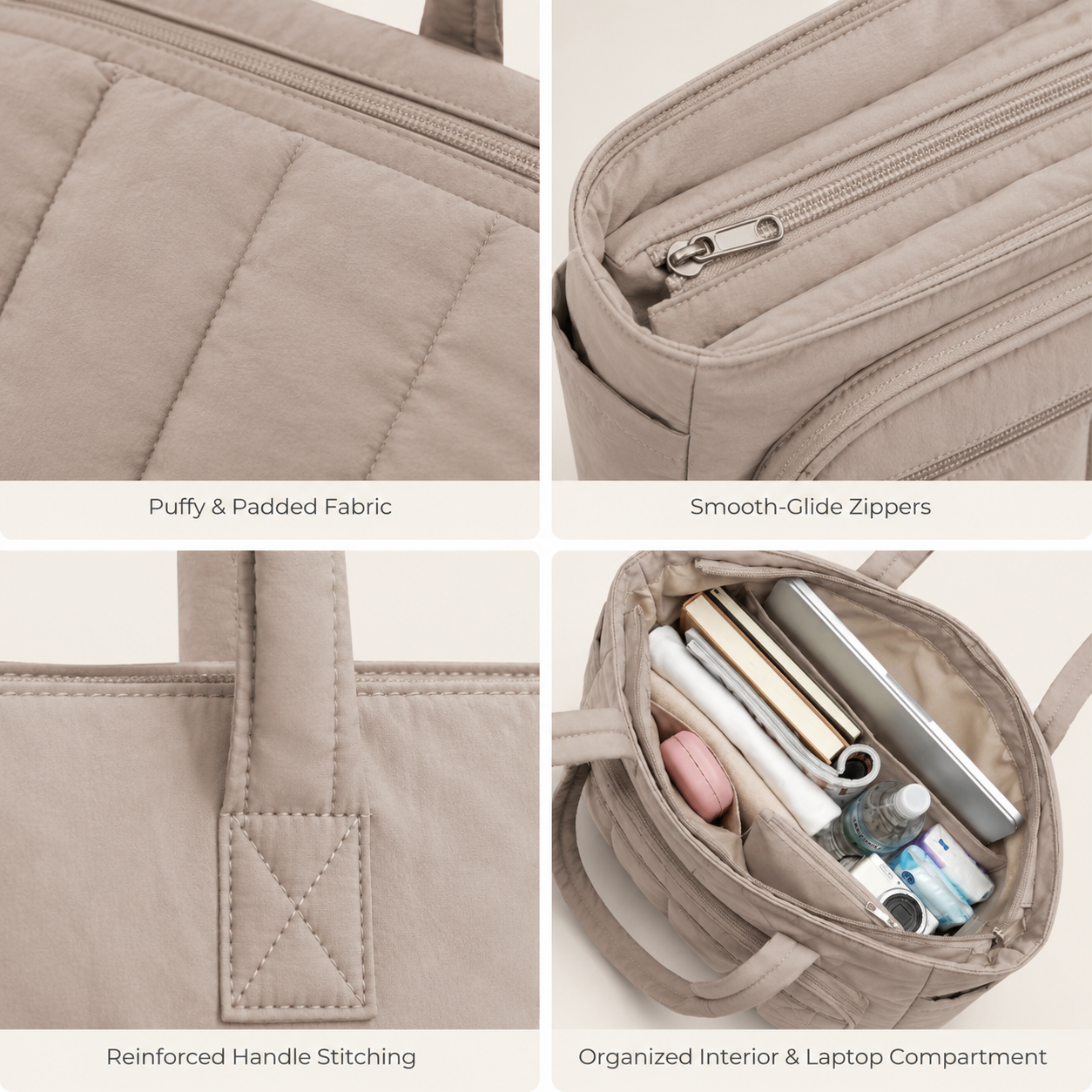 Puffy Travel Tote with Laptop Compartment