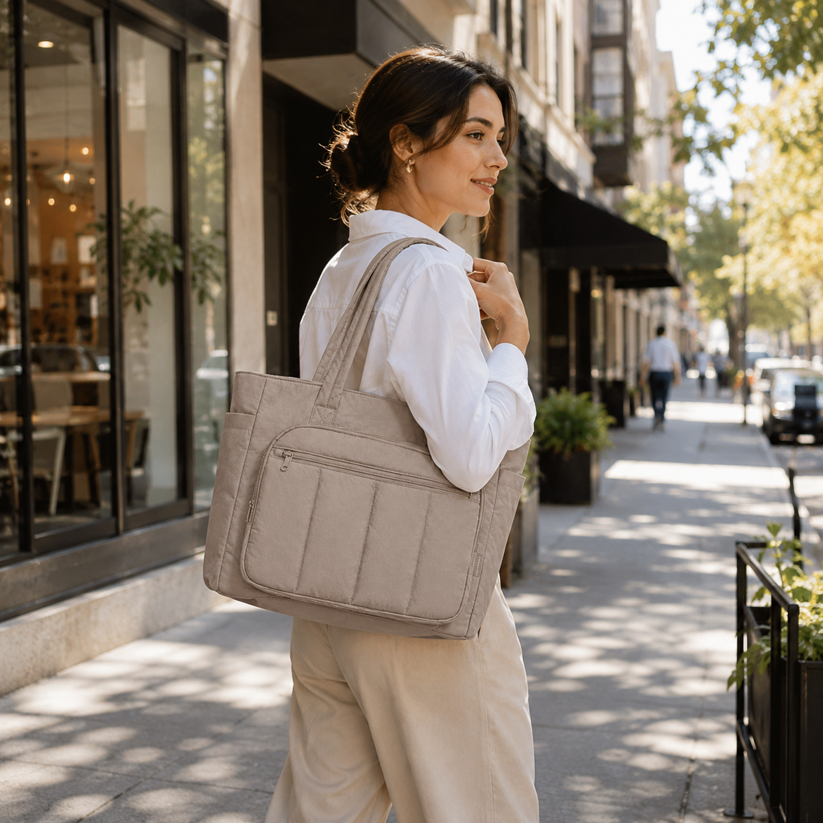 Puffy Travel Tote with Laptop Compartment