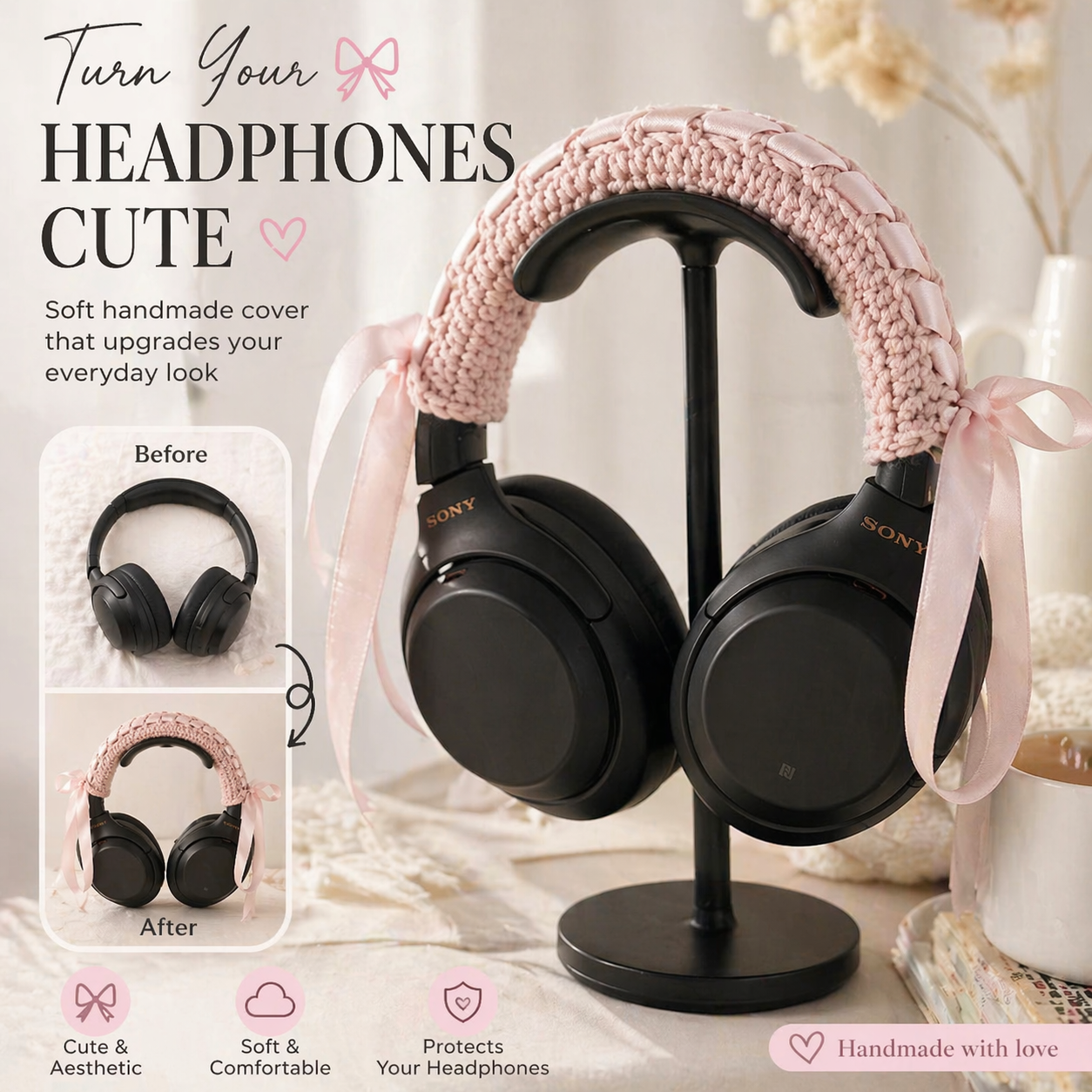 Soft Crochet Headphone Cover – Protect & Style Your Headset